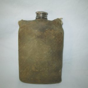 Antique Glass Flask with cowhide hand covered hand stitched pouch 1800's