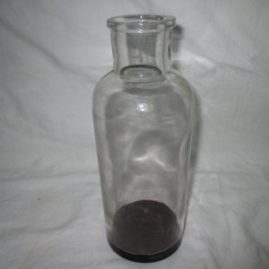 Antique Pharmacy Bottle with Dark Base Pharmaceutical Medical Dental Collectible Glass 1800's W maker's mark