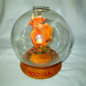 Antique Vic Moran Bubble Bank Glass Moo La with Cow Insided  Very Nice Condition