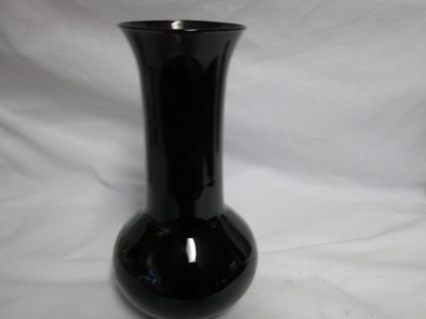 Beautiful Art Deco Era Black Purple Amethyst Glass Ball Vase Vintage home decor display collectible