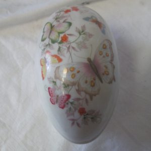Beautiful Butterfly and Floral Egg Shape Trinket Box Avon 1979