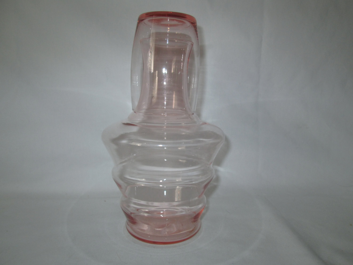 Vintage Pink Depression Glass Bedside Carafe and Tumbler Set Wild Rose –  Past Life Vintage