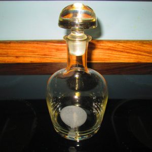 Beautiful Etched Decanter with Etched Balloon on Front Ground Glass Stopper Fantatastic Vintage Decanter
