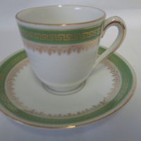 Antique Demitasse tea cup and saucer Imperial Germany aqua rims