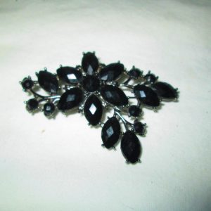 Beautiful Large Rhinestone Brooch Pin Liz Claiborne Black Rhinestone First Issue Pin