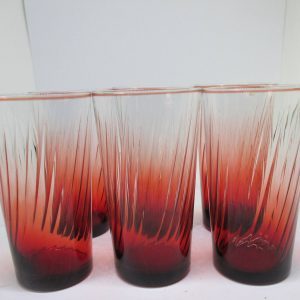 Beautiful Set of 6 Tumblers Really Stunning Burgundy Swirl Glass Mint Condition farmhouse cottage shabby chic collectible display decor