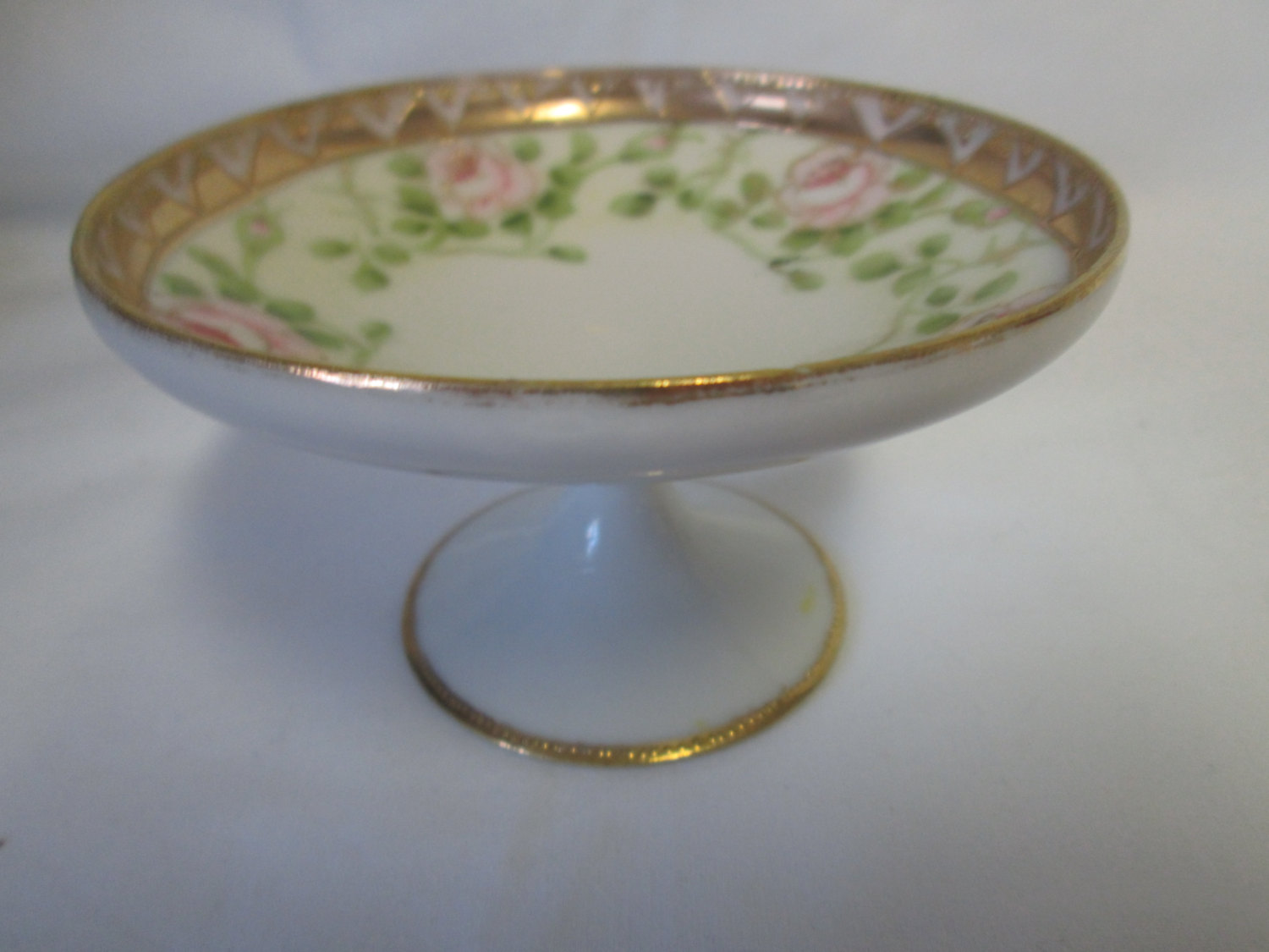 Collectible Nippon Japan Mid Century Pink Rose Compote Hand Decorated ...