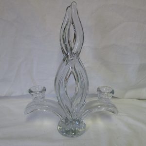 Crystal Double Candlestick Holder France Art Crystal Vannes Châtel Brittany France Produced Daum