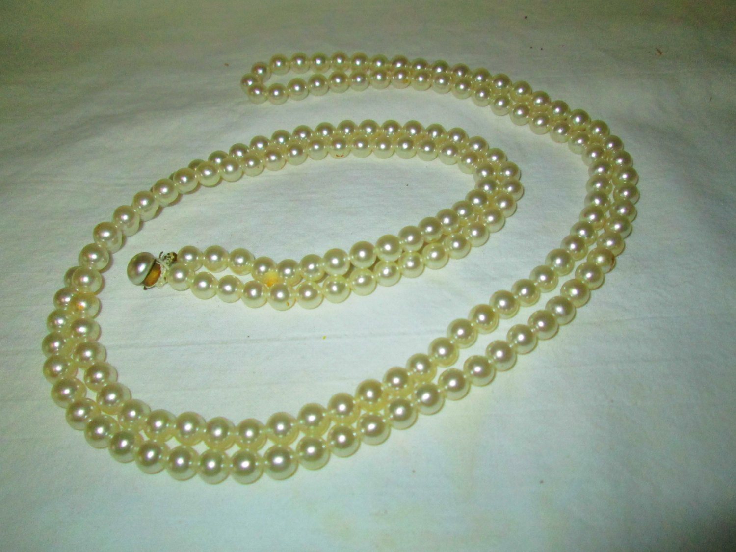 Fantastic 1950's Faux Pearl Necklace Extra Long 54