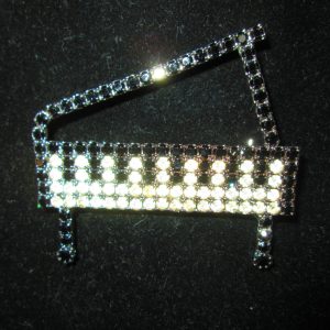 Fantastic Grand Piano Pin Brooch Black and White Rhinestones Plated on back side