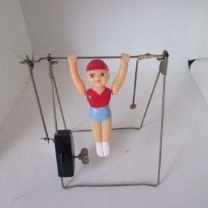 Fantastic Gymnastic Tumbler Wind up spinning toy mid century collectible display vintage spinning gymnast