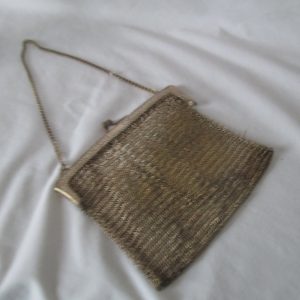 German Silver Antique Mesh Chain Bag Victorian Era Purse Small Chain Bag