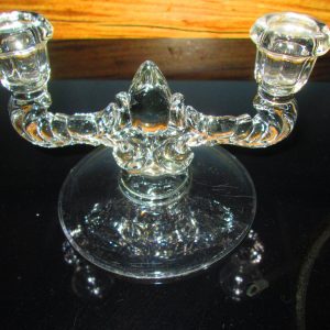 New Martinsville Beautiful Clear Glass Double Candlestick holder Smooth Fine Quality display cottage shabby chic tv movie prop