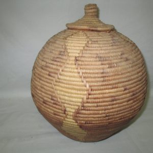 Vintage African Handmade Basket Large with Lid Estate Sale find 1960's Very nice piece 30" around