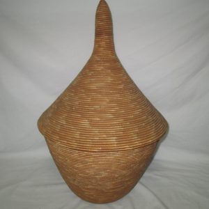 Vintage African Handmade Wedding Basket with lid Large Estate Sale find 1960's Very nice piece 37" around