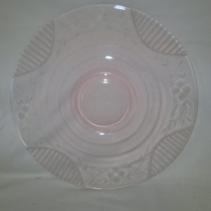 Vintage Beautiful Large Pink Depression Art Deco Platter Serving Tray Platter Plate Etched Lines and Flowers