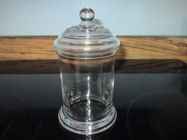 Vintage Crystal Apothecary Jar Beautiful sound and size Candy dish trinkets marbles cat treats sewing notions collectibles display jar