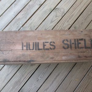 Vintage Huiles Shell Double Wooden Shell Motor Oil Early Crate Aviation Fuel RARE transport crate collectible display storage Advertising