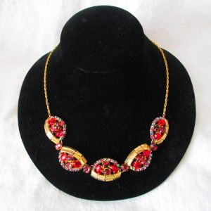 Vintage Jewelry Necklace Aurora Borealis Rhinestones Stunning Set  Goldtone metal