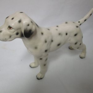 Vintage Large Dog figurine fine china Japan Mid Century 7" across 4 3/4" tall Fine Quality Black & White Dalmation Matte Finish