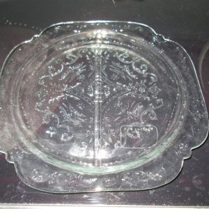 Vintage Large Square Divided dish Patterned depression glass serving tray platter dish plate