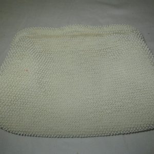 Vintage Made in USA clutch small beaded Mid Century Purse Spring opening Ivory Satin lining Petite-Bead