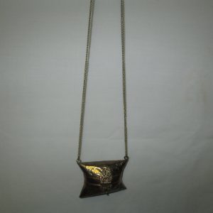 Vintage Metal Clam shell hard side Brass and Copper tiny change purse shoulder bag