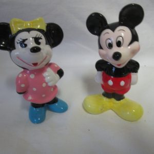 Vintage Mickey Mouse and Minnie Mouse Small Ceramic Figurines Mid Century Taiwan 1950's Disney Miniatures Great Condition