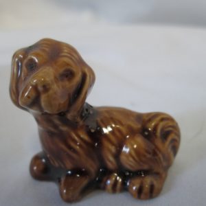 Vintage Miniature Dog Figurine Brown Pottery figurine