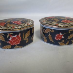 Vintage Minuet small trinket ring dishes pair Hand decorated in 1981, San Francisco Takahashi Japan