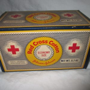 Vintage Pharmacy Red Cross Cotton Johnson & Johnson Large Box Sterile Absorbent New Old Stock Medical Dental Pharmaceutical Collectible