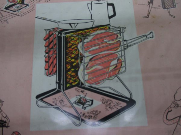 Vintage Pink and Black Early 50's Metal serving Picnic cookout tray Great Graphics Beach Party BBQ