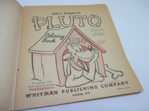 Vintage Pluto Disney Coloring book 1955 Walt Disney Productions Collectible Disney Pluto