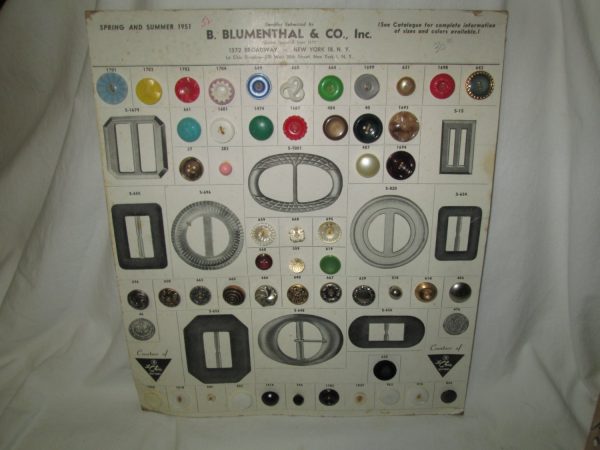 Vintage Salesman Sample Button Cards 1951 Rhinestones, glass, plastic B. Blumenthal Co. Inc Spring & Summer