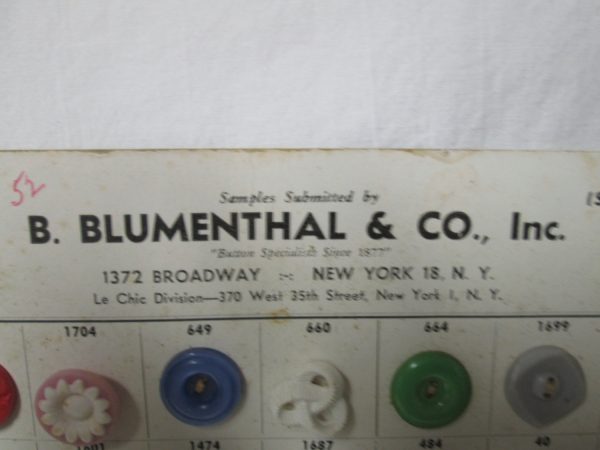 Vintage Salesman Sample Button Cards 1951 Rhinestones, glass, plastic B. Blumenthal Co. Inc Spring & Summer