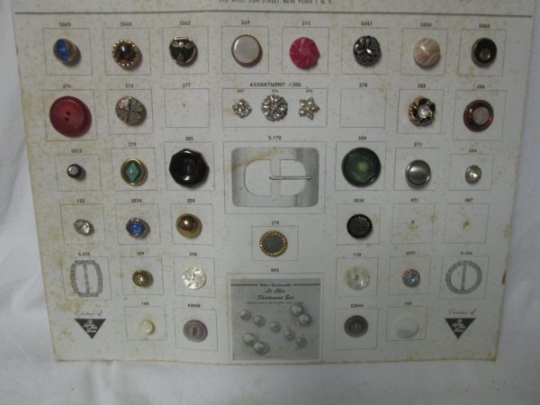 Vintage Salesman Sample Button Cards 1953 Rhinestones, glass, plastic B. Blumenthal Co. Inc  Fall Winter