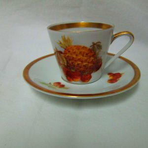 Vintage Schumann Bavarian China Harvest Pattern Demitasse Cup and Saucer Beautiful Fruit Veg Pattern Quality Fine Bone China