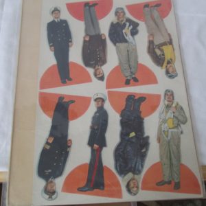 Vintage WWII Era Cardboard Stand up Men Paper Doll Figurines Army Air Force Navy Pilots Officers 8 cut outs
