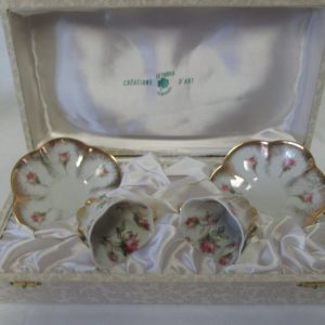 Antique French Tea for Two Set Beautiful Limoges Porcelain tea cups and saucer pair in original box