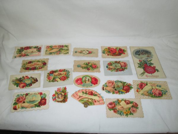 Antique greeting cards valentines miniature victorian pieces lot of 18 pieces