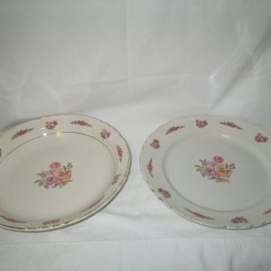 Antique Platter and Serving Bowl Large Floral France Opaque Porcelain Princesse