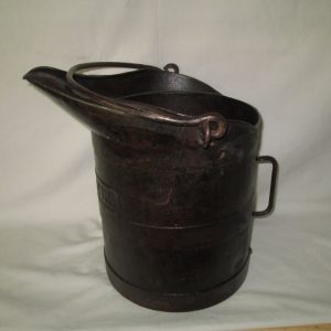 Antique Railroad Locomotive Wheel Oil Can Deca Litre French Top and Side Handles 13.5" tall 13'5" across Unique and RARE Iron oil can