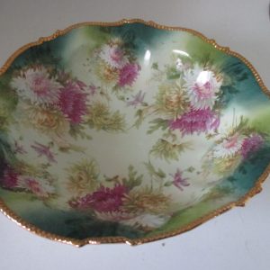 Antique STUNNING Prussian Floral Iris Bowl Master Berry Center Vegetable Serving 1800's display collectible cottage Farmhouse Antique decor