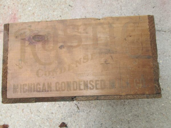 Antique wooden rustic condensed milk box Michigan Condensed Milk Co.