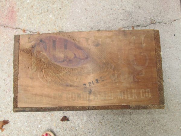 Antique wooden rustic condensed milk box Michigan Condensed Milk Co.