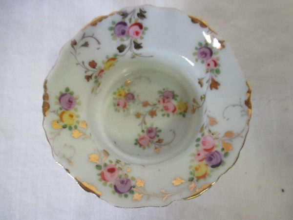 Beautiful Antique Ramekin Porcelain with tiny flowers pin dish trinket ring dish bowl shabby chic farmhouse cottage porcelain