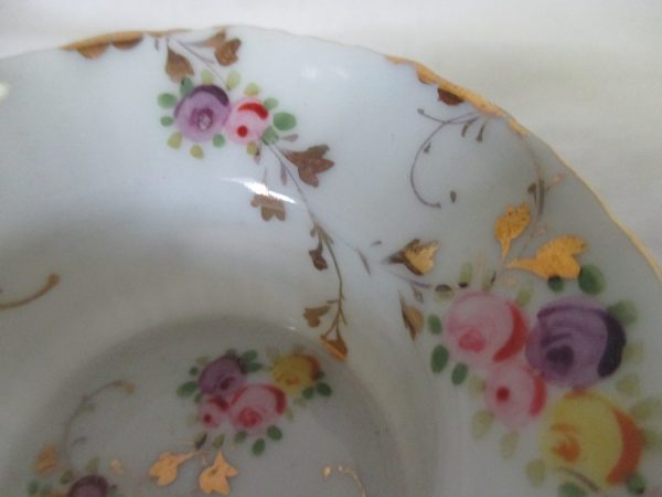 Beautiful Antique Ramekin Porcelain with tiny flowers pin dish trinket ring dish bowl shabby chic farmhouse cottage porcelain