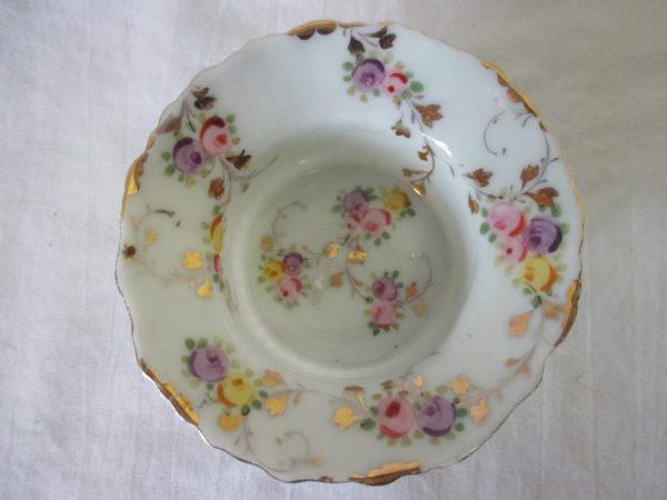 Beautiful Antique Ramekin Porcelain with tiny flowers pin dish trinket ring dish bowl shabby chic farmhouse cottage porcelain