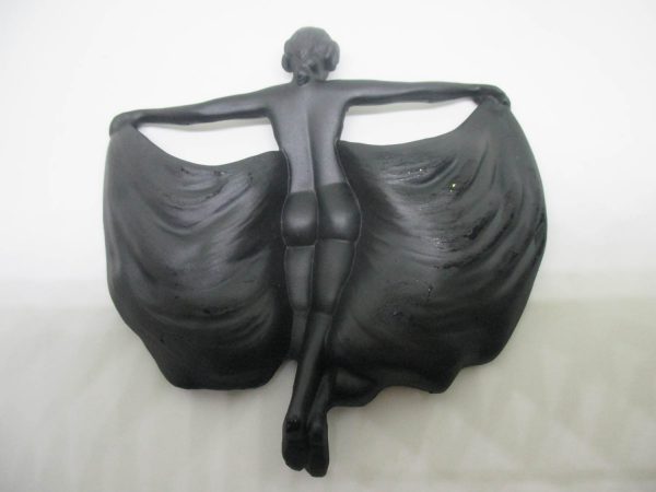 Beautiful Art Deco Risque Woman Nude back iron change holder figurine collectible display cast iron detailed