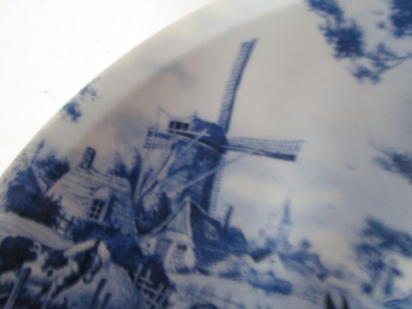 Beautiful Dutch Delft Holland Hand painted Plate Blue and White Decorative Plate Windmill Horse being shoed great detail fine porcelain